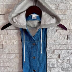 Veronica Beard Denim Dickey with Gray Sweatshirt Hood - NWOT
